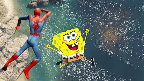 Gta 5 Spiderman Vs Spongebob Funny Jumpsragdolls Vol1 Euphoria