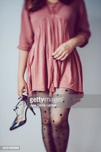 Woman Wearing Polka Dots Stockings Stock Foto Getty Images