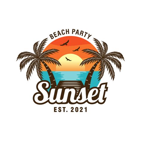 Sunset, Summer beach logo Design 15088114 Vector Art at Vecteezy