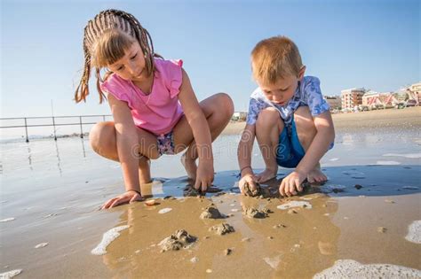 使用与在岸的沙子的孩子 库存图片 图片 包括有 微笑 乐趣 愉快 晴朗 喜悦 男朋友 假期