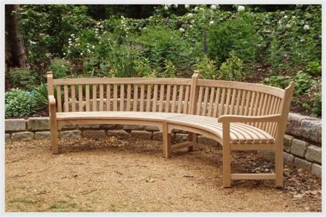 The Curved Outdoor Bench Has The Curved Back And They Have The Back Rest They A Curved