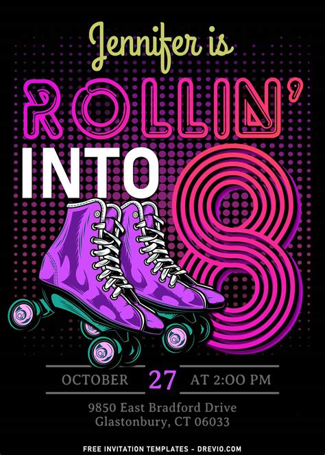 Roller Skating Birthday Party Invitation Template Polito Weddings