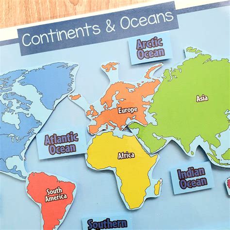 Continents Matching Activity World Map Printable Continents Etsy