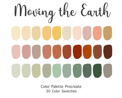 Procreate Color Palette Earth Tone Color Swatches Instant Etsy Ireland