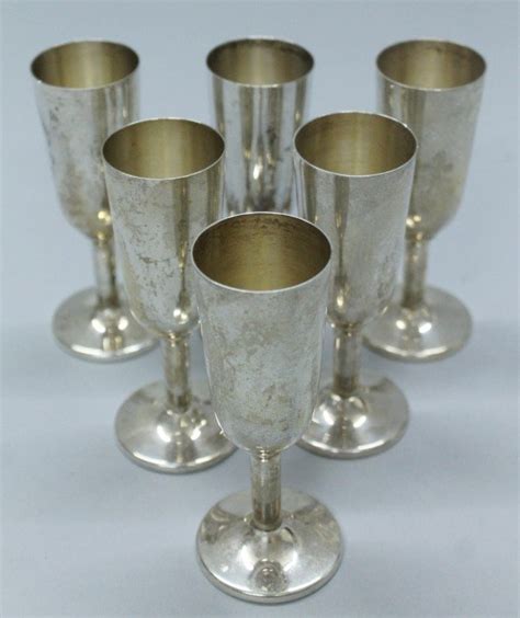 Set Of 6 Sterling Silver Shot Glasses Lot 999