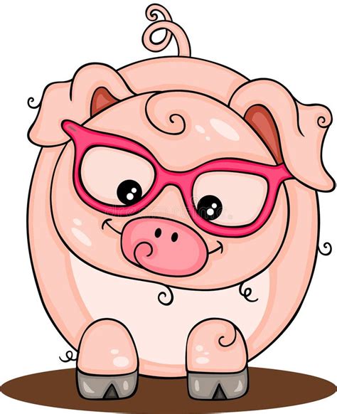 Porco Engraçado Com óculos Isolados Em Branco Ilustração do Vetor