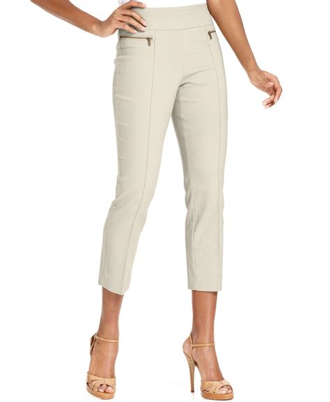 Style And Co Petite Zip Pocket Pull On Capri Pants In Natural Lyst