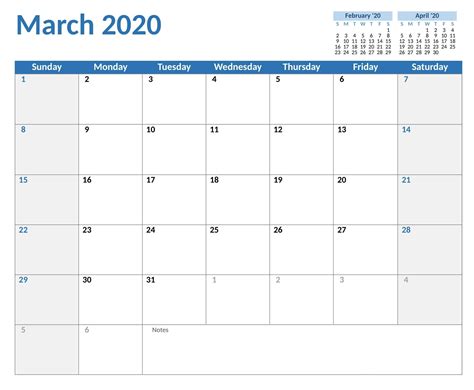 Free Printable Monthly Calendar 2020 Template Calendar Printable Free