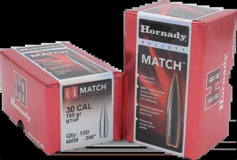 Hornady Match Rifle Projectiles 30 Caliber 308 155gr Boat Tail Hollow