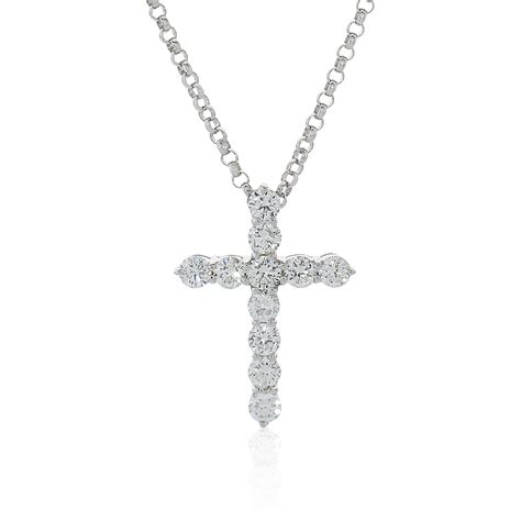 18ct White Gold Diamond Cross Necklace Cerrone