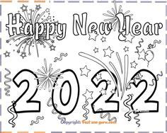 Happy New Year. Coloring page. Black and white vector illustration
