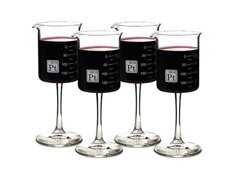 An Elegantly Designed Set Of Stemmed Laboratory Beaker Wine Glasses