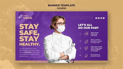 Free Psd Stay Safe And Healthy Covid 19 Banner Template