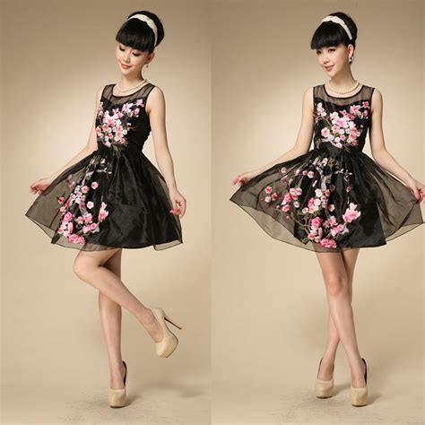 Handmade Embroidery Flower Organza Party Dress Fashion Dresses