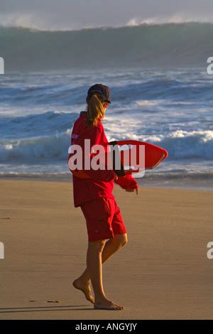 Los Angeles County Lifeguard Watching Big Waves At Zuma Beach Malibu Los Angeles County