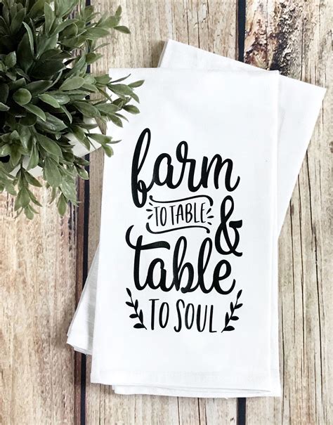 Rustic metal sign with farmhouse kitchen cutout. Farm to Table Flour Sack Towel | Farmhouse Kitchen ...