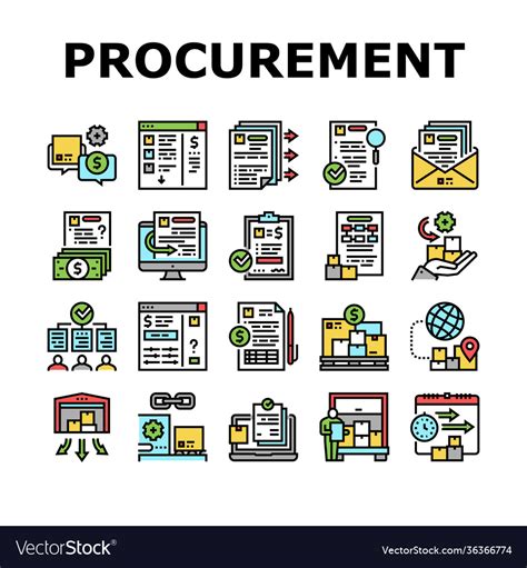 Procurement Process Collection Icons Set Vector Image