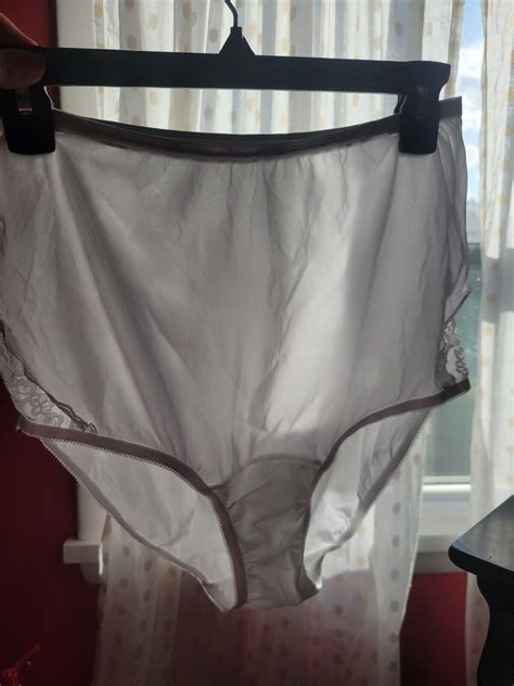 vintage white nylon panties sheer granny brief soft u… gem