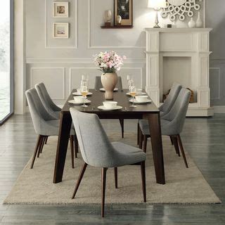 Ash wood frame makes sure steady support and strong capacity weight. INSPIRE Q Sasha Curved Grey Linen Upholstered 7-piece ...