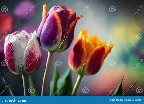 Tulips Spring Flowers Of Different Colors Flowers Buds Tulips Close