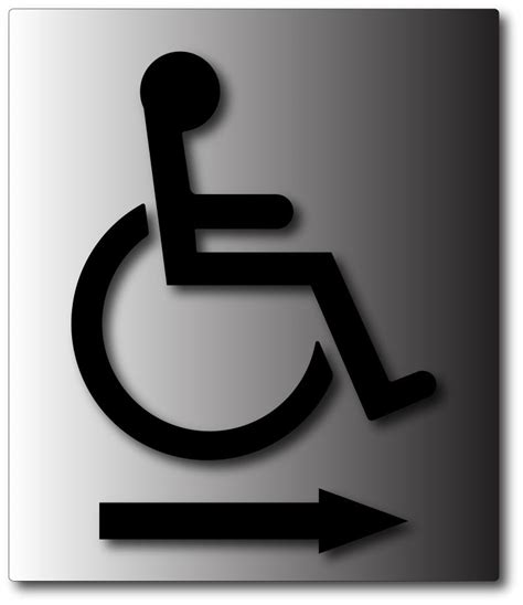 Wheelchair Symbol With Direction Arrow On Brushed Aluminum Ada Sign Depot