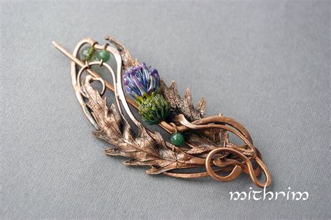Thistle Shawl Pin Scarf Pin Copper Brooch Scottish Thistle Etsy