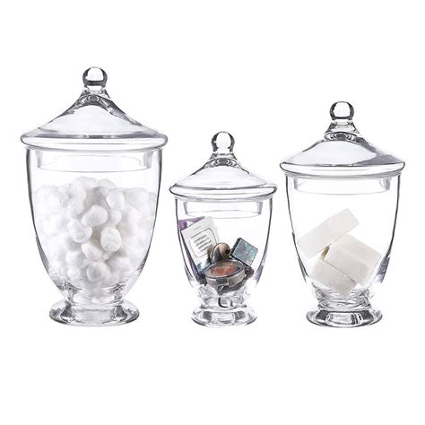 Hot sale plastic cookie jar, storage jar,plastic bottle. Clear Glass Apothecary Jars-Cotton Jar-Bathroom Storage ...