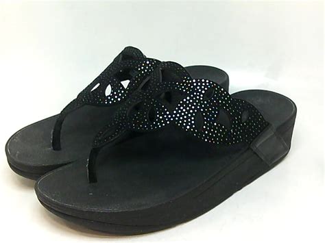 Fitflop Womens Elora Crystal Toe Thong Sandal Black Size 70 W1ux Ebay