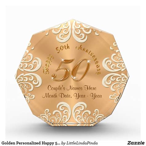 Golden Personalized Happy 50th Anniversary Ts 50th