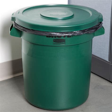 Rubbermaid Brute Gallon Green Round Trash Can And Lid