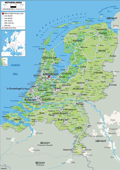 Netherlands Map Physical Worldometer