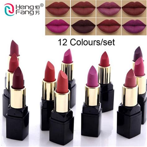 Hengfang Brand 12pcs Set Lipstick Sex Lip Makeup Matte Velvet Lipstick Long Lasting Waterproof