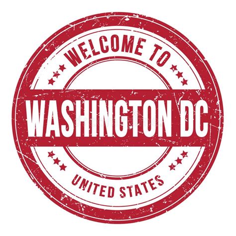 Welcome To Washington Dc United States Words Written On Blue Stamp