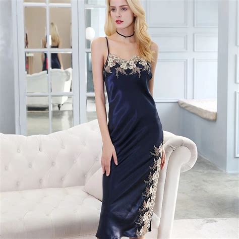 Brand Design 100 Real Silk Long Dressing Night Gown Women Evening Nightgown Nightie Sleepwear