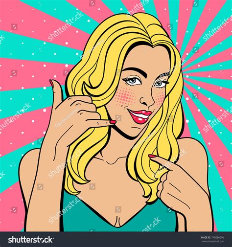 Sexy Pop Art Woman Squinted Eyes Stock Vector Royalty Free 746086906