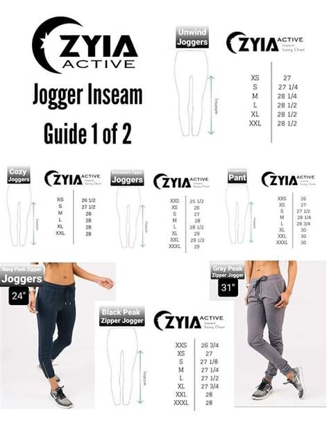 Zyia Leggings Size Guide