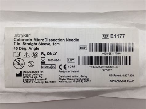 Stryker E1177 Colorado Microdissection Needle 7in Straight Sleeve