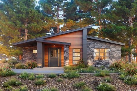 Bed Modern Contemporary Home Plan With Stone And Wood Exterior