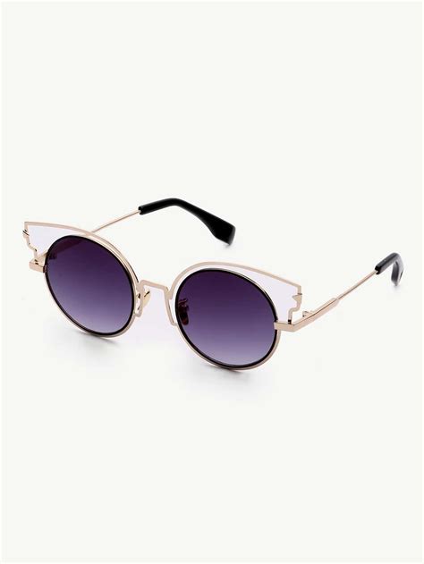 Golden Frame Round Lenses Sunglasses Sheinsheinside