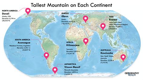 Vector Maps Seven Summits The Tallest Mountain On Each Continent