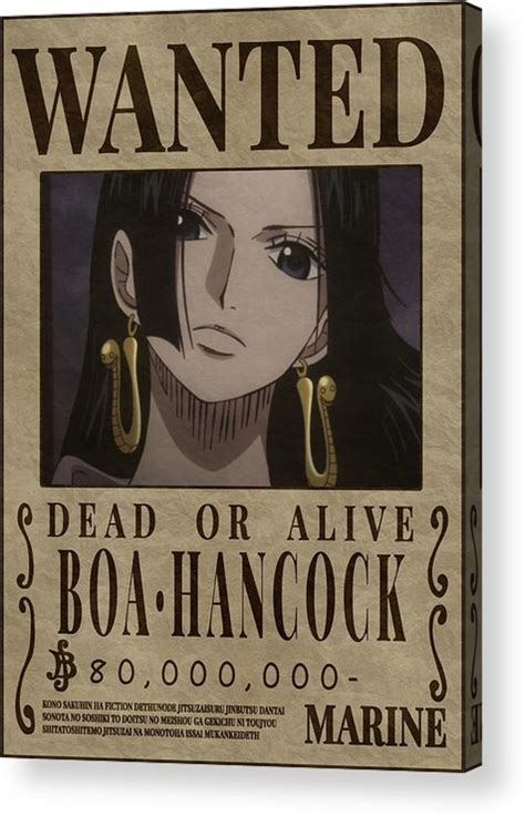Boa Hancock Pirate Empress One Piece Wanted Bounty Poster Poster Acrylic Print By Kailani Smith