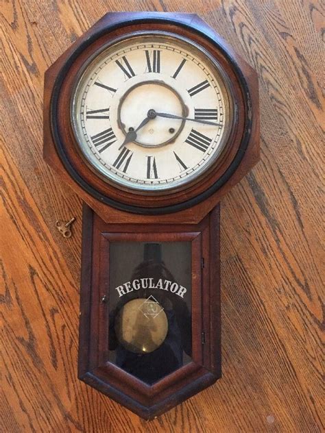 Antique Ansonia Clock Co Wall Clock Large Octagon Drop Glass Is