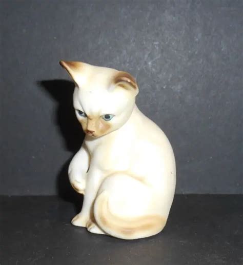 Vintage Siamese Catkitten With Blue Eyes Porcelain 2 34 999 Picclick