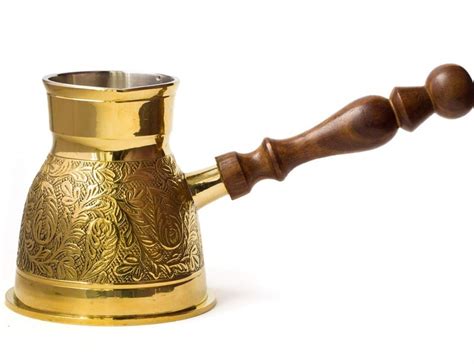 Turkse Koffie Pot In Pure Brass Turkse Thee Maker Met Houten Handvat