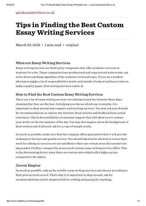 Custom Essay Service Best Top Custom Essay Writing Service