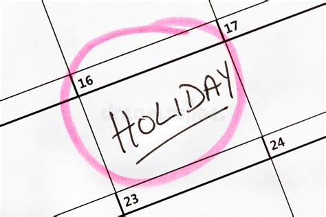 Holiday Date Marked On A Calendar Stock Photo Image Of Appointment