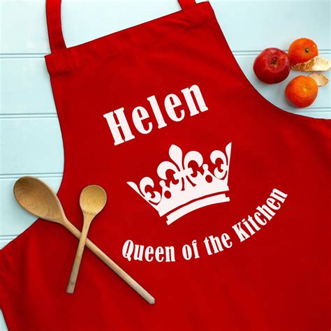 Personalised Queen Of The Kitchen Apron Etsy Uk