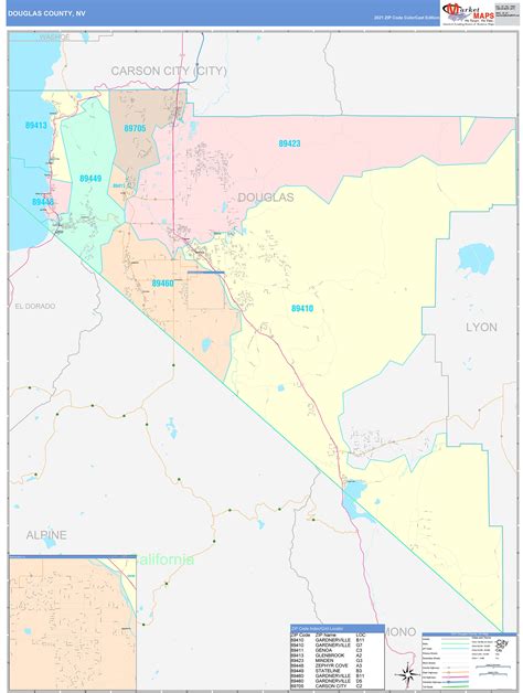 Douglas County Nv Wall Map Color Cast Style By Marketmaps