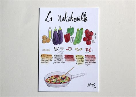 Carte Recette Illustr E La Ratatouille Illustration Originale Etsy France