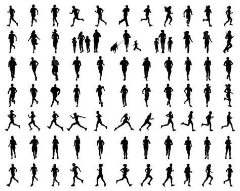 Silhouettes Of People Running Body Marathon Speed Vector Body